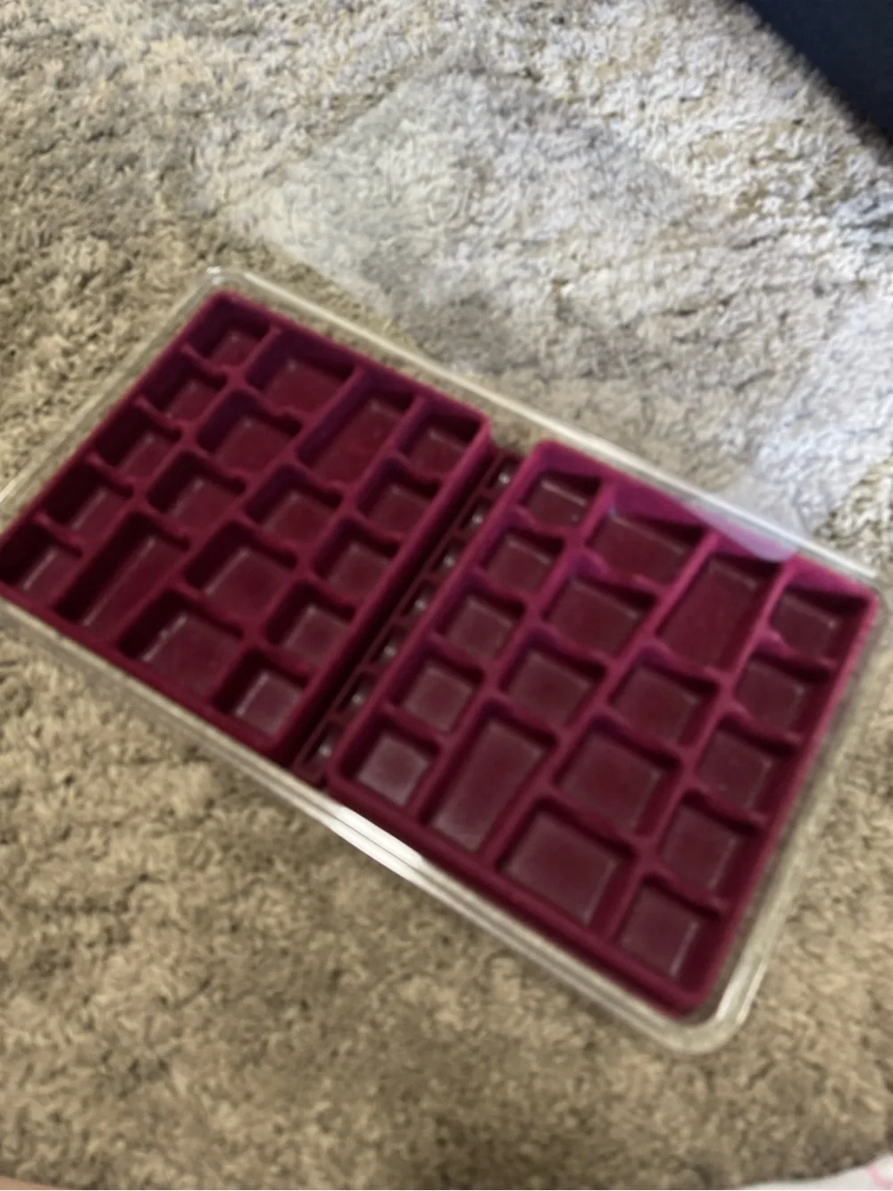 Set of 2 Velvet Jewelry Trays & Organizers with Clear Lids - Burgundy & Blue